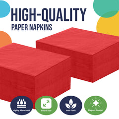 Red Beverage Napkins - 4.75 in. x 4.75 in. | 100 Count