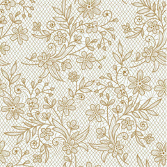 Gold Floral Plastic Table Cover - 54 In. x 108 In.