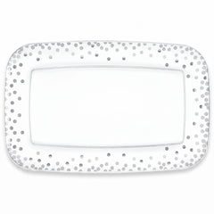 Elegant Silver Dotted Plastic Serving Tray - 11" x 18"