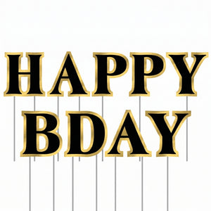 "Better with Age" Birthday Yard Sign - Black/Gold, 9-Piece Set