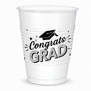 "Congrats Grad" 18oz Plastic Cups - 25ct