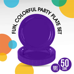 9 In. Purple Paper Plates - 50 Ct.