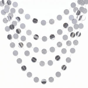 Silver Glitter Polka Dot String Decorations - 7" Length, 6 Pack