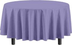 Round Lavender Plastic Table Covers | 6 Pack - 84 in.