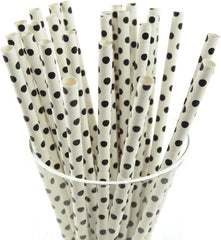 Black Polka Dot Paper Straws - 7.75 in. | 100 Count
