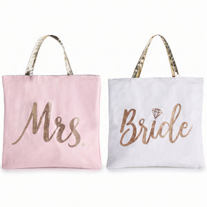 "Mrs." and "Bride" Reversible Tote Bag - Perfect for Weddings & Bachelorette Parties