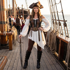 Shipwrecked Women's Pirate Costume - Adult L (10-12)