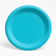Caribbean Blue 8.5" Round Paper Plates - 16 Count