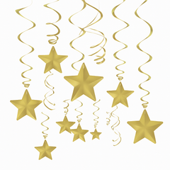 Gold Star Spiral Hanging Decorations