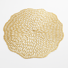 Elegant Gold Blossom Vinyl Placemats - Set of 4