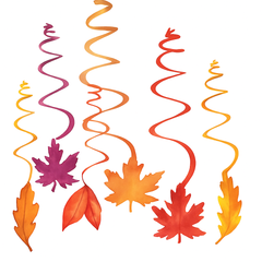 Autumn Harvest Swirl Hanging Decorations - Multi-Colored Leaf Design