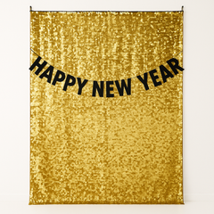Glamorous Gold Paillette New Year’s Eve Backdrop Set