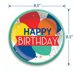 Festive Balloon Birthday Paper Plates - 8.5"
