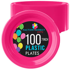 7 In. Cerise Plastic Plates | 100 Count
