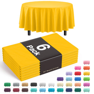 Round Yellow Plastic Table Covers | 6 Pack | 84 in.