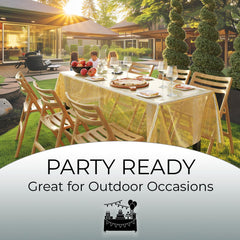 Gold Floral Plastic Table Cover - 54 In. x 108 In.