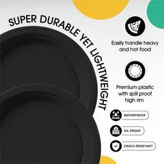 7 In. Black Plastic Plates | 50 Count