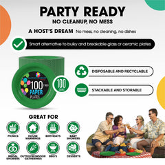 7 In. Emerald Green Paper Plates | 100 Count