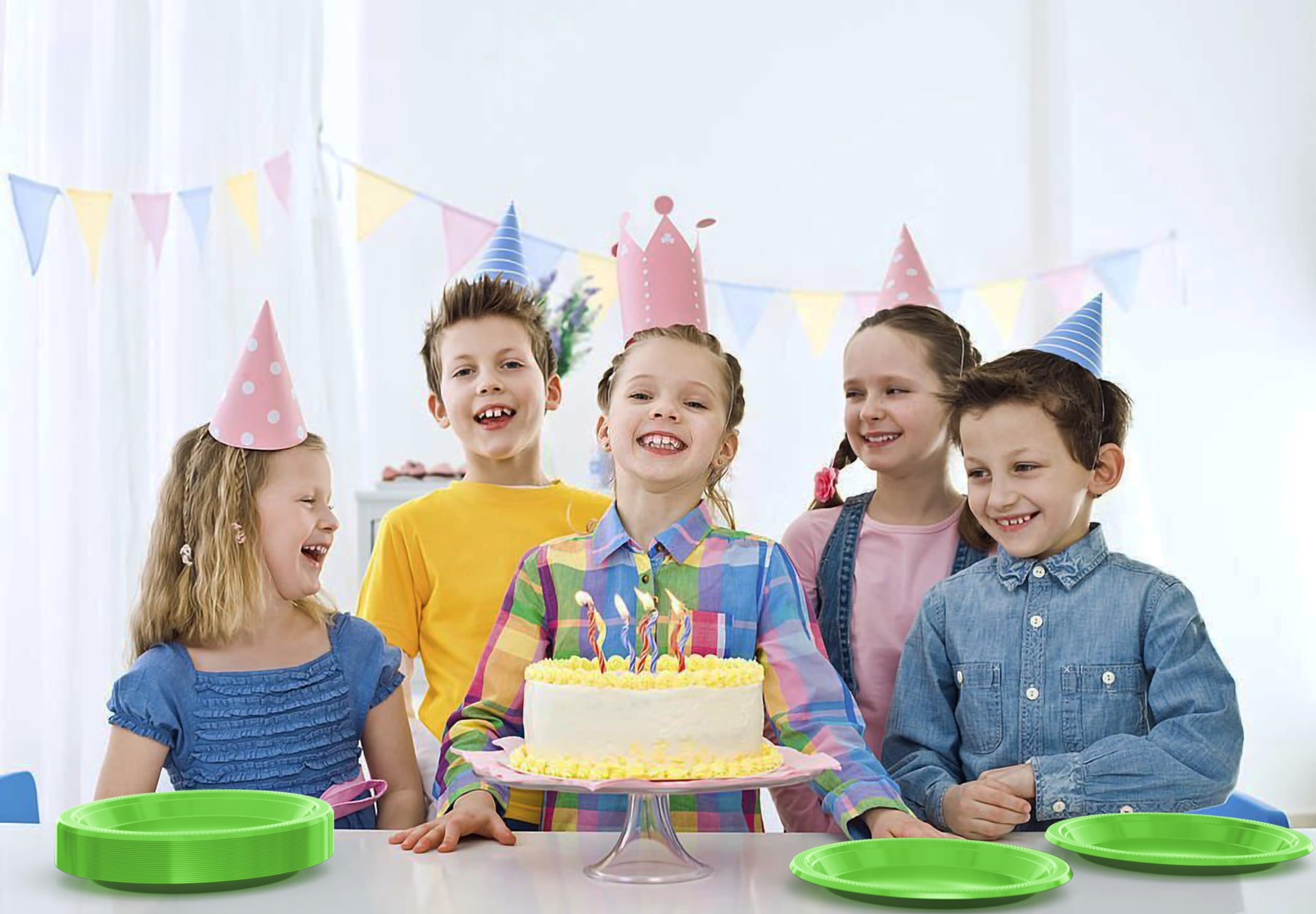 7 In. Lime Green Plastic Plates | 50 Count