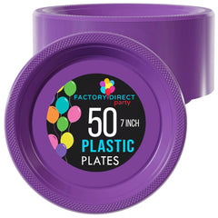 7 In. Purple Plastic Plates | 50 Count