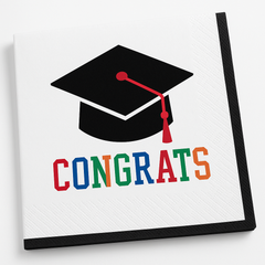 "Congrats" Graduation Beverage Napkins - 16 Pack