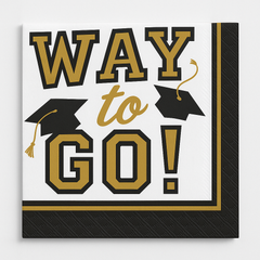 "Way to Go!" Graduation Gold Beverage Napkins, 5-Inch, 40-Pack