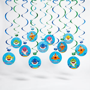 Baby Shark Swirl Hanging Decorations, 12-Pack