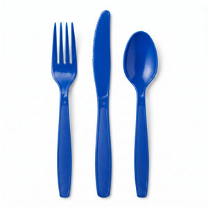 Brava! Bright Royal Blue Plastic Cutlery Set - 24 Count