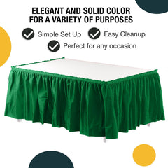 Emerald Green Plastic Table Skirt | 6 Pack - 168 in. x 29 in.
