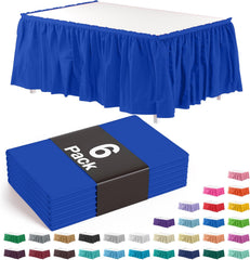 Dark Blue Plastic Table Skirt | 6 Pack - 168 in. x 29 in.