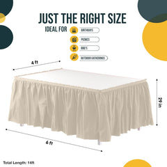 Ivory Plastic Table Skirt | 6 Pack - 168 in. x 29 in.