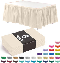 Ivory Plastic Table Skirt | 6 Pack - 168 in. x 29 in.