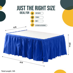 Dark Blue Plastic Table Skirt | 6 Pack - 168 in. x 29 in.