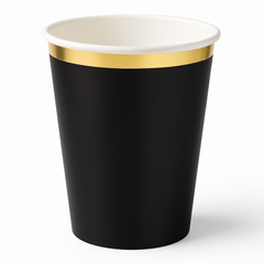 Black Paper Cup with Gold Trim - 12oz