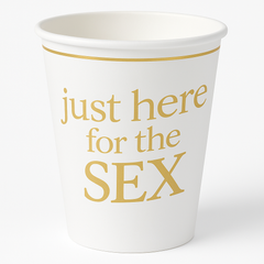 Gender Reveal 12oz Paper Cups - "Just Here for the Sex"