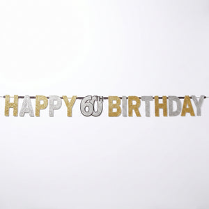 Prismatic 60th Birthday Celebration Banner - Gold & Silver