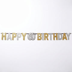 Prismatic 60th Birthday Celebration Banner - Gold & Silver