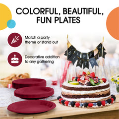 7 In. Burgundy Plastic Plates | 100 Count