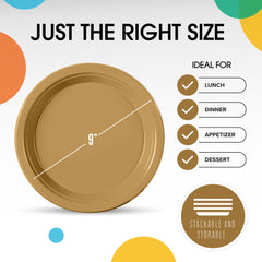9 In. Gold Plastic Plates | 100 Count