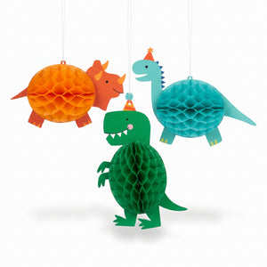 Dino-Mite Dinosaur Honeycomb Hanging Decorations - 3 Pack