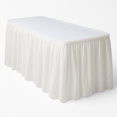 Elegant Frosty White Plastic Table Skirt - 168" x 29"