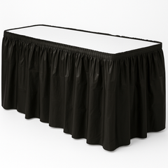 Elegant Black Plastic Table Skirt - 168" x 29"