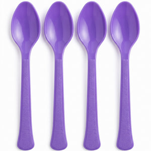 Vibrant Purple Plastic Spoons - Pack of 50 - 7.5 in.