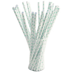Small Mint Polka Dot Paper Straws - 7.75 in. | 100 Count