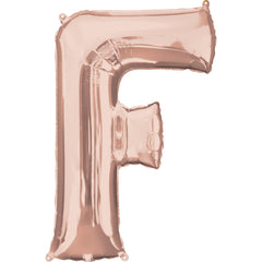 Rose Gold Foil Letter "F" Balloon - Super Shape