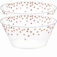 Rose Gold Polka Dot Large Plastic Serving Bowl