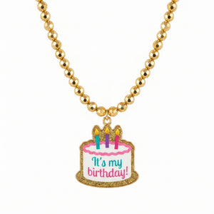 Happy Cake Day Beaded Necklace with Birthday Cake Pendant