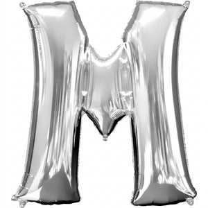 Silver Metallic Letter "M" Foil Balloon