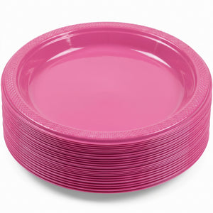 Bright Pink Plastic Dessert Plates - 7 In. | 20 Count