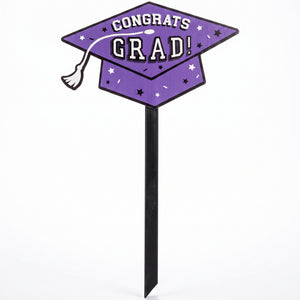 "Congrats Grad" Purple Lawn Sign for Graduation Celebrations